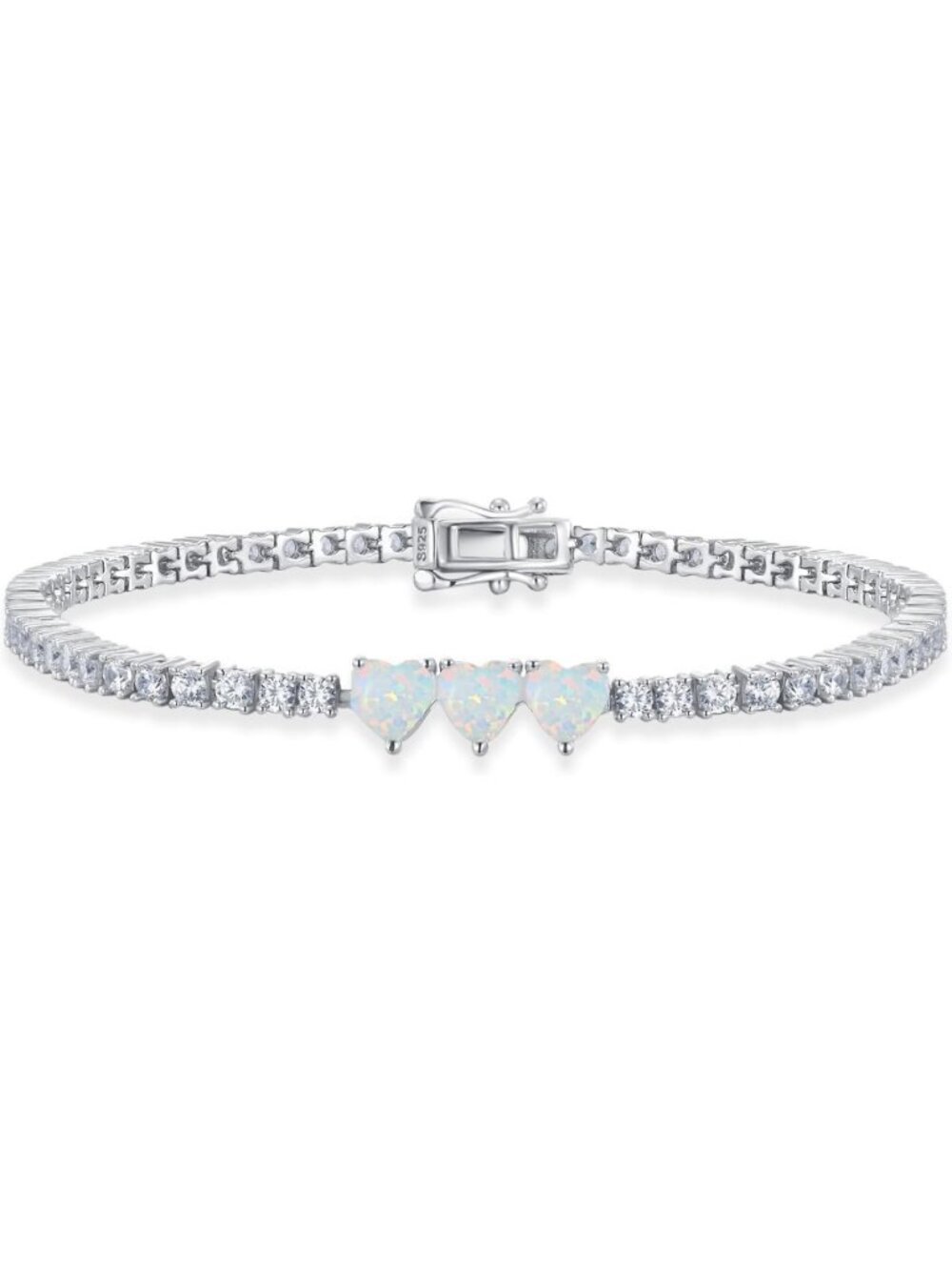 Heart Tennis Bracelet for Women - Sterling Silver, Birthstone Charm, 5A Cubic